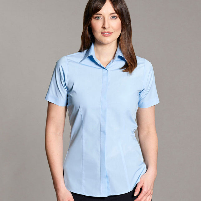 Ladies Short Sleeve Blouse Fly Front Classic (BH903)