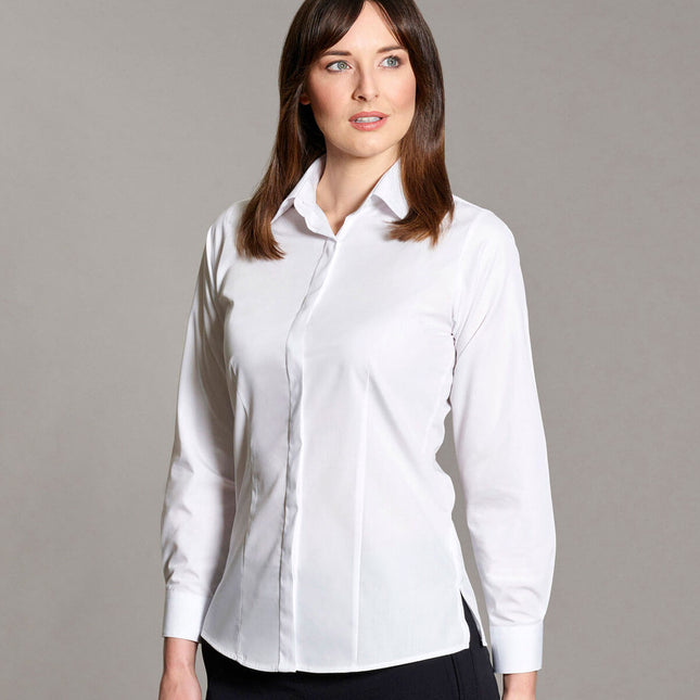 Ladies Long Sleeve Blouse Fly Front Classic (BH903)