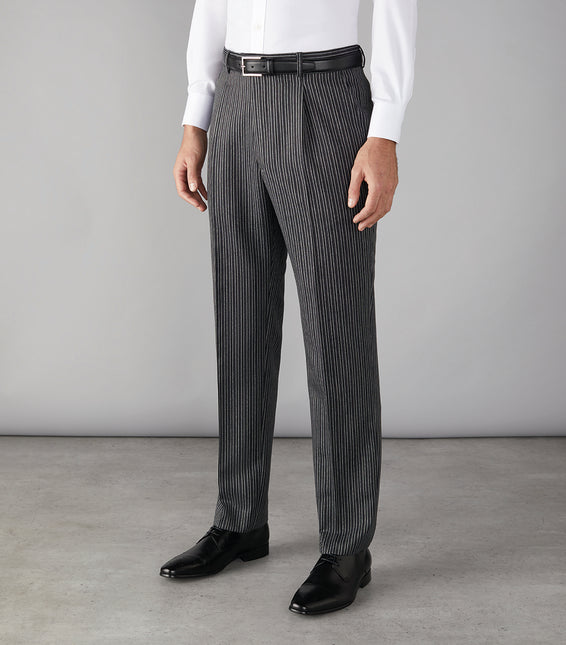Men's Grey Striped Trousers (Principle) (CC-E4T0479)